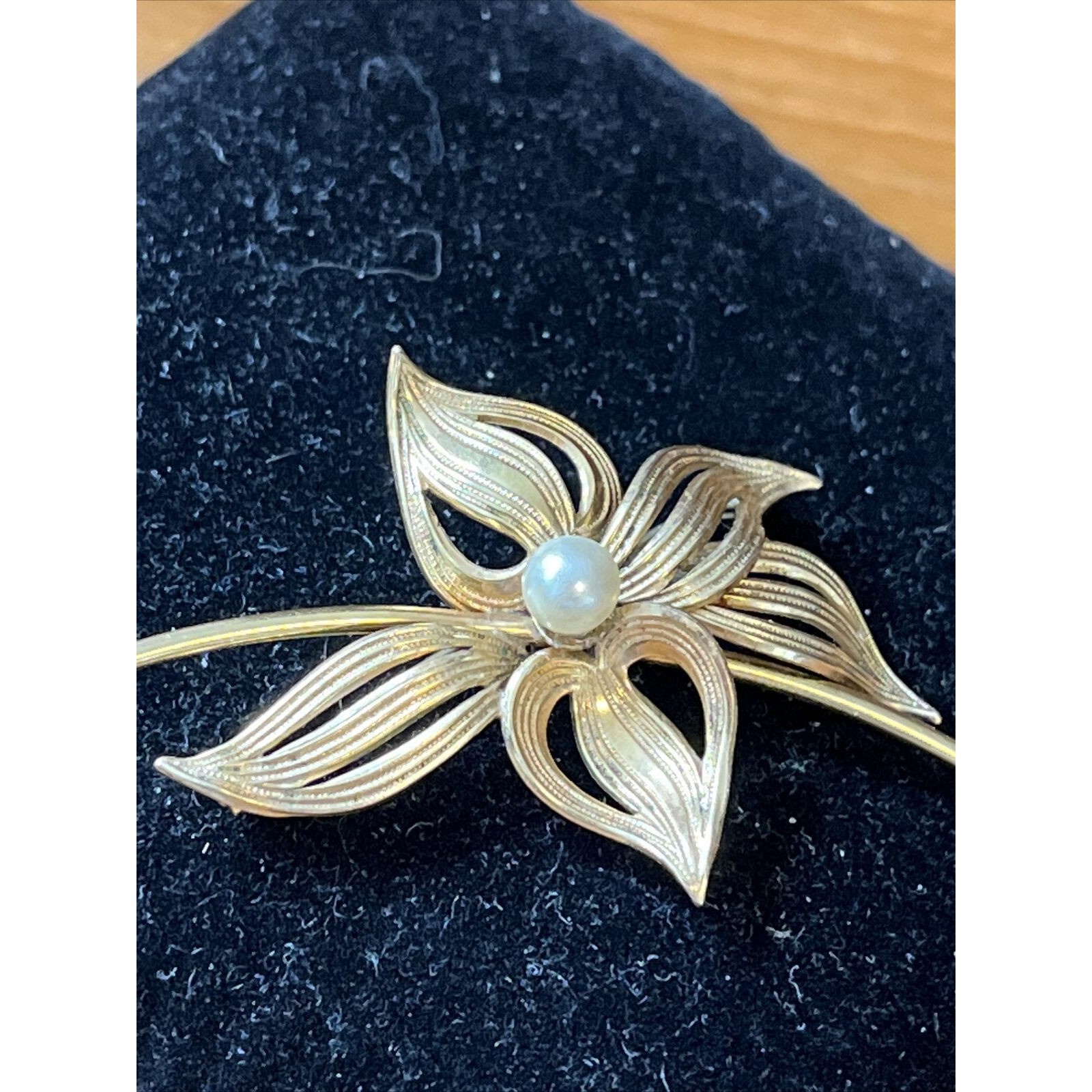 Vintage Rare Forstner 12kt Gf Flower Brooch Signed Open Work Design